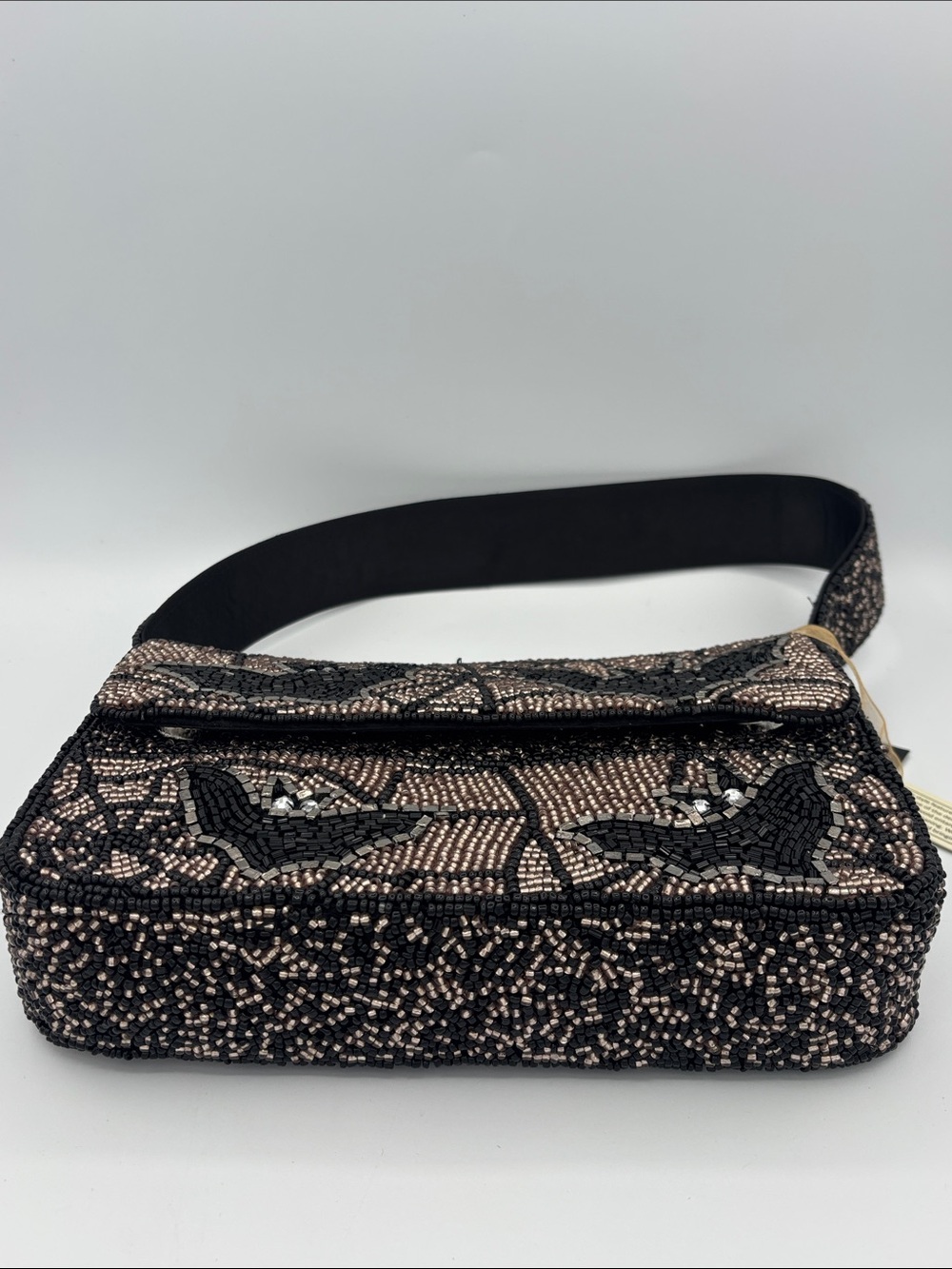 🦇🕸️Made in India Beaded Bat Bag - Viral- Champagne Gold and Black🦇🕸️ - Picture 5 of 11